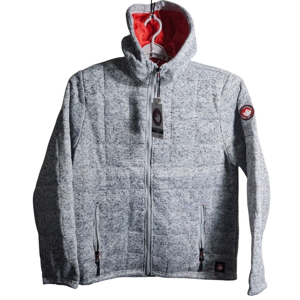 Canada Weather Gear Quilted Fleece Hoodie Jacket Heather Grey‎ XXL NEW